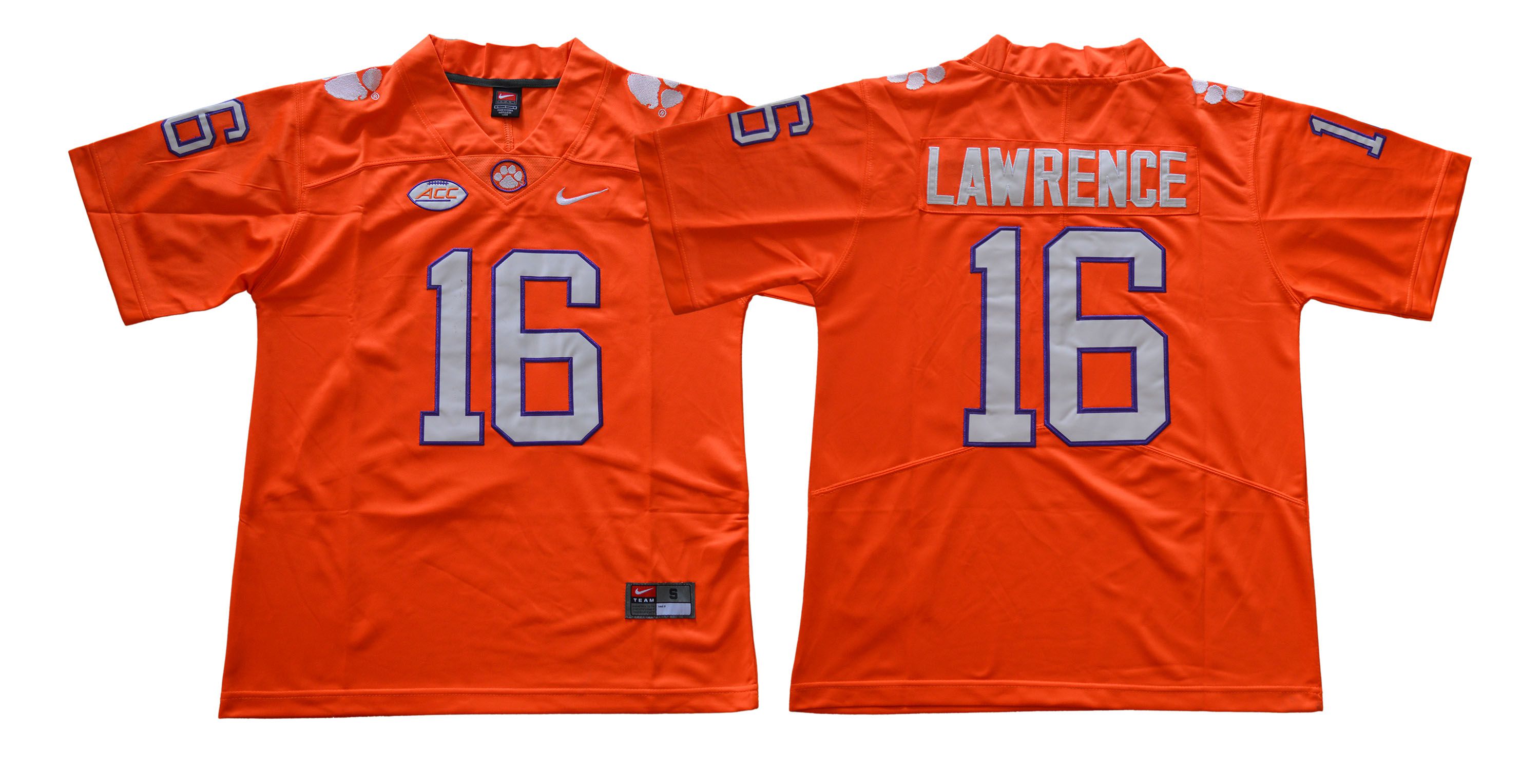 Men Clemson Tigers 16 Lawrence Orange NCAA Jerseys